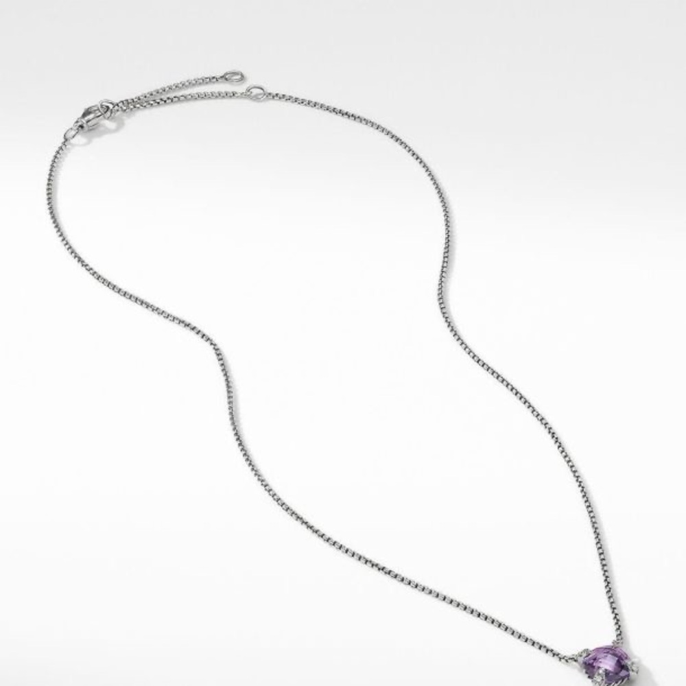 David Yurman Silver Necklace with Purple Gemstone - Picture 2 of 7
